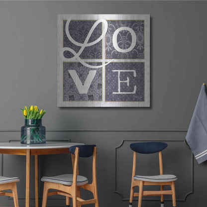 Luxe Metal Art 'LOVE Squared in Gray' by Marla Rae, Metal Wall Art,36x36