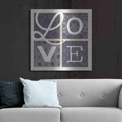 Luxe Metal Art 'LOVE Squared in Gray' by Marla Rae, Metal Wall Art,36x36