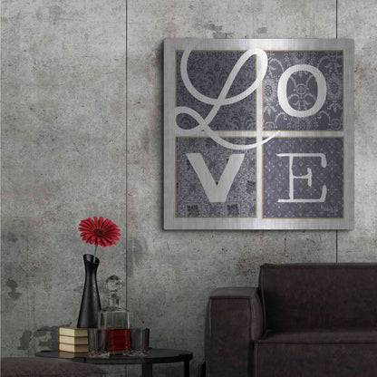 Luxe Metal Art 'LOVE Squared in Gray' by Marla Rae, Metal Wall Art,36x36