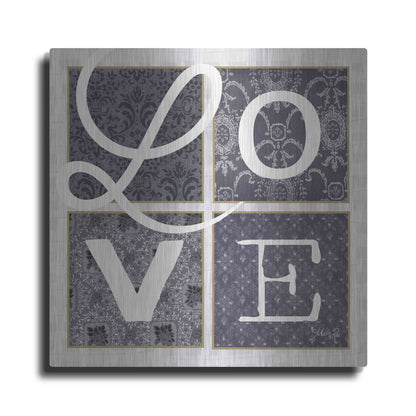 Luxe Metal Art 'LOVE Squared in Gray' by Marla Rae, Metal Wall Art