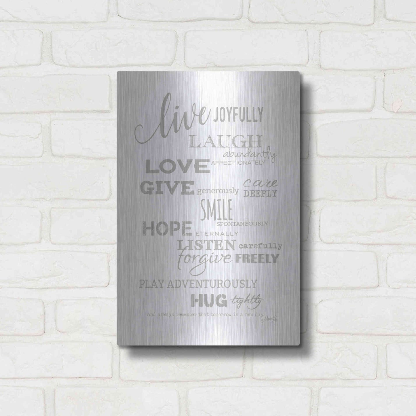 Luxe Metal Art 'Live Joyfully' by Marla Rae, Metal Wall Art,12x16