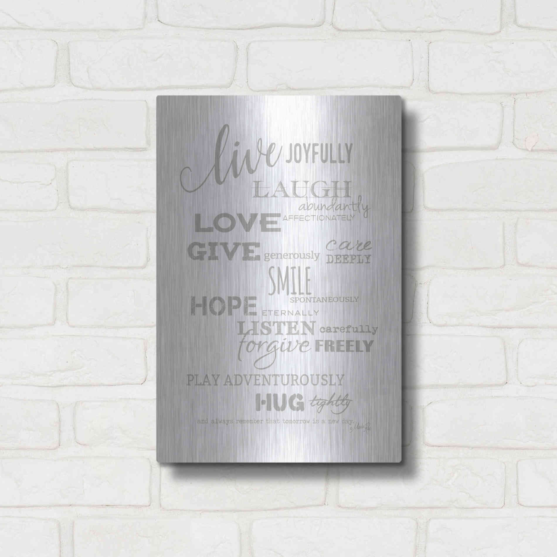 Luxe Metal Art 'Live Joyfully' by Marla Rae, Metal Wall Art,12x16