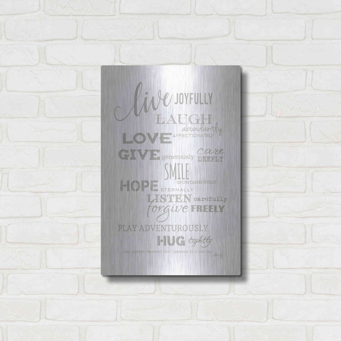 Luxe Metal Art 'Live Joyfully' by Marla Rae, Metal Wall Art,16x24