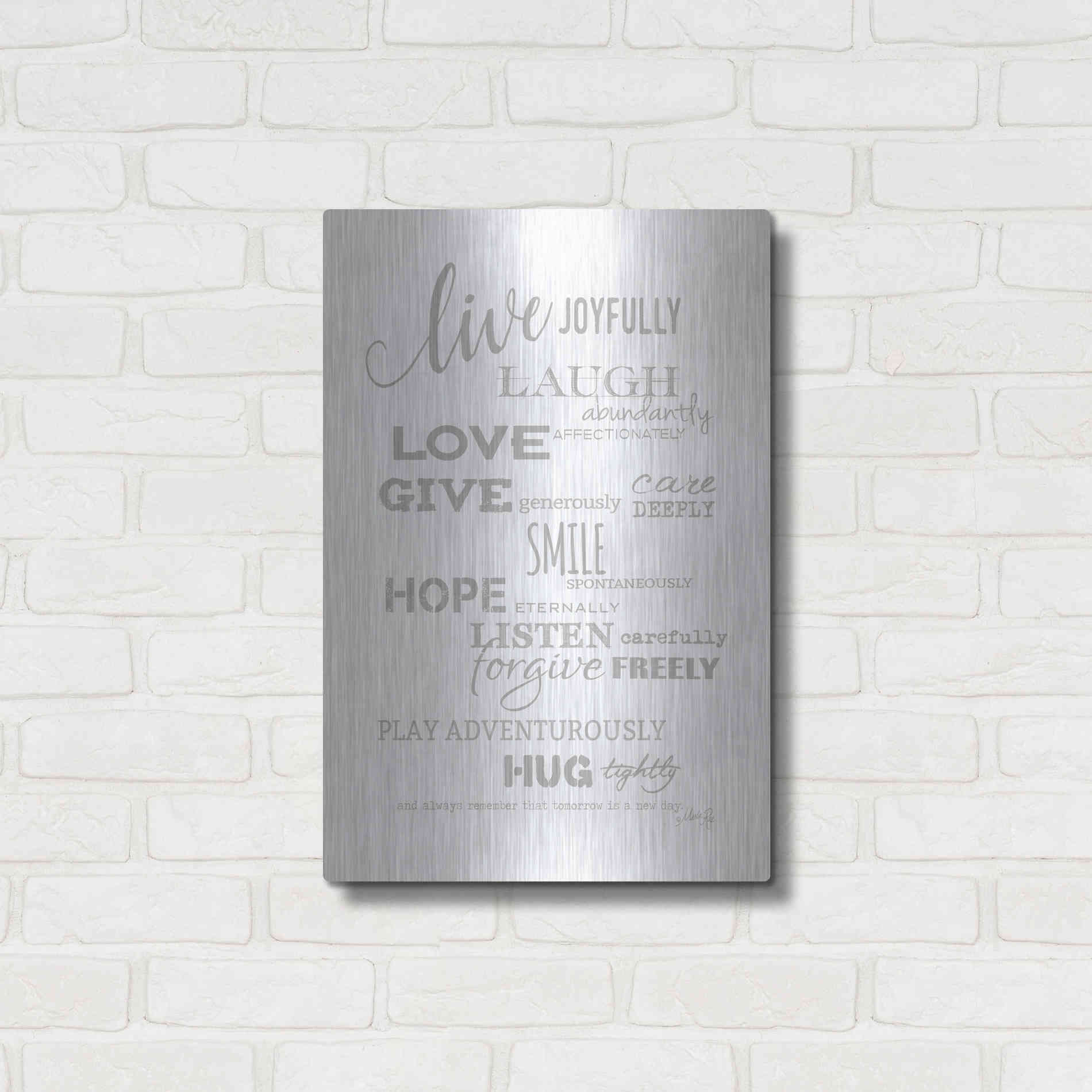 Luxe Metal Art 'Live Joyfully' by Marla Rae, Metal Wall Art,16x24