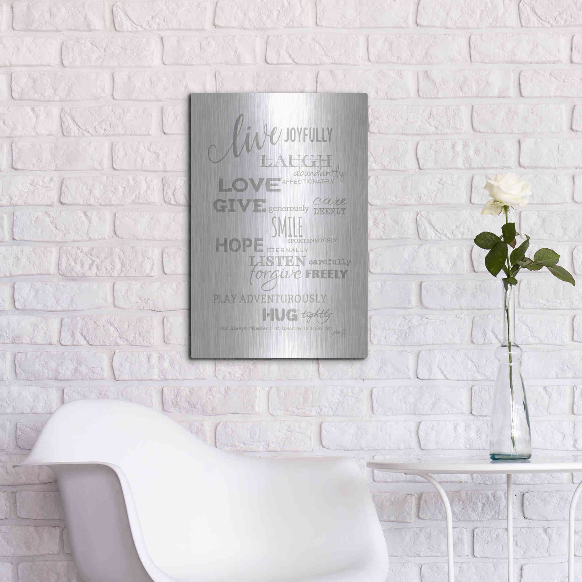 Luxe Metal Art 'Live Joyfully' by Marla Rae, Metal Wall Art,16x24