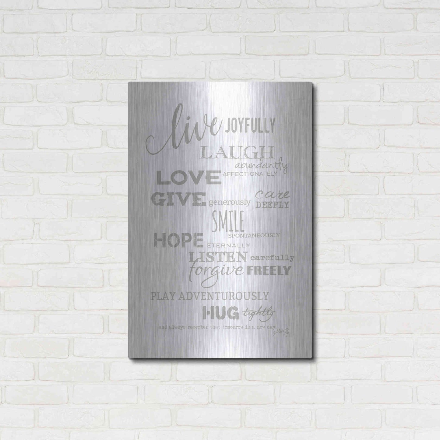 Luxe Metal Art 'Live Joyfully' by Marla Rae, Metal Wall Art,24x36