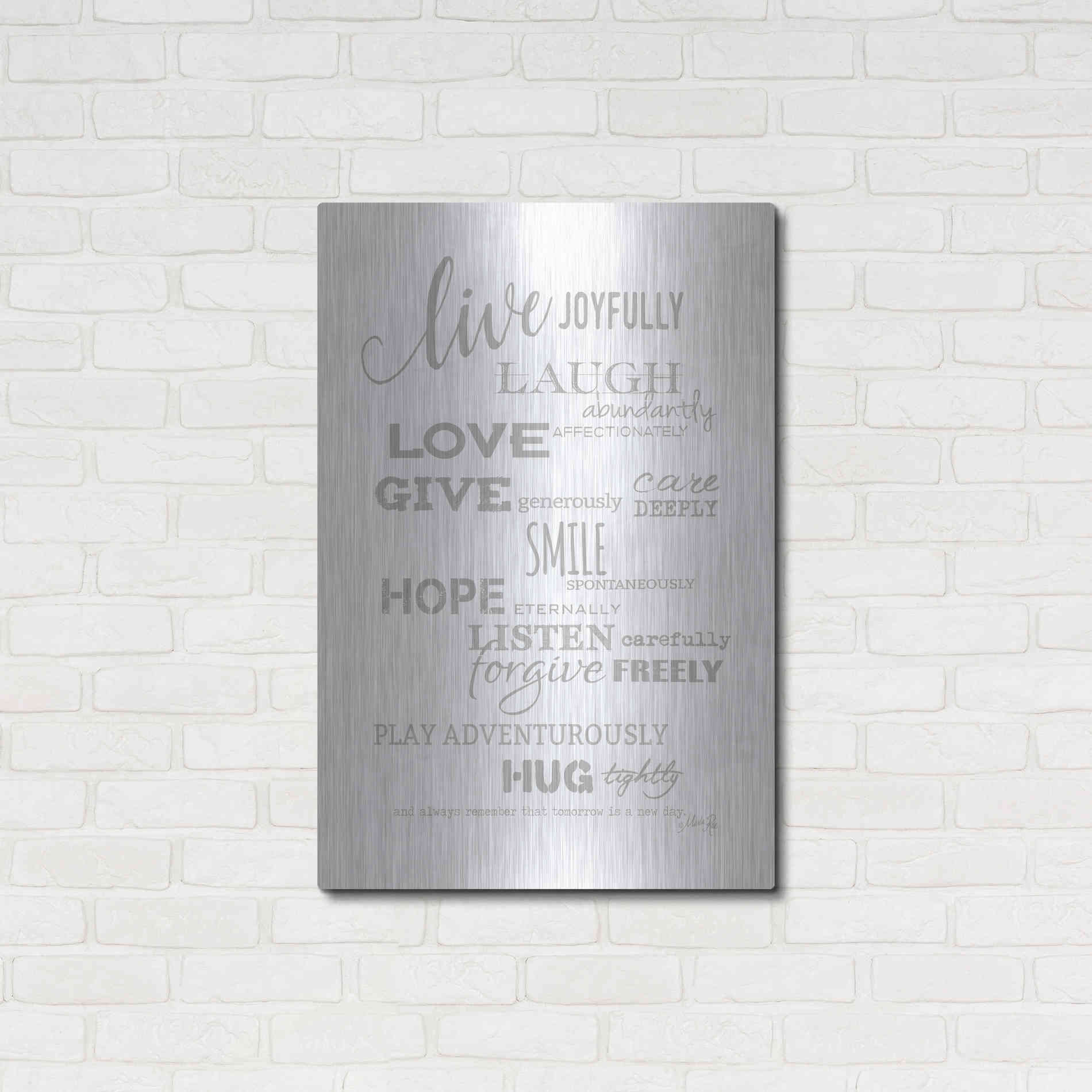 Luxe Metal Art 'Live Joyfully' by Marla Rae, Metal Wall Art,24x36