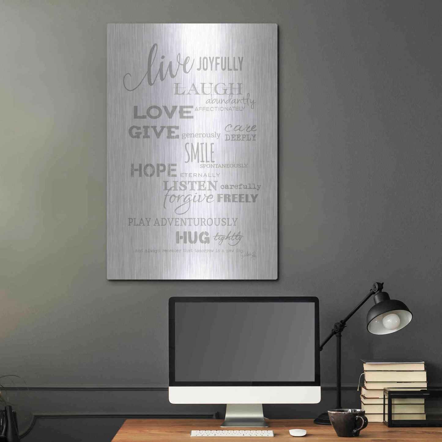 Luxe Metal Art 'Live Joyfully' by Marla Rae, Metal Wall Art,24x36
