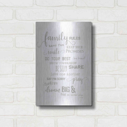 Luxe Metal Art 'Family Rules' by Marla Rae, Metal Wall Art,12x16