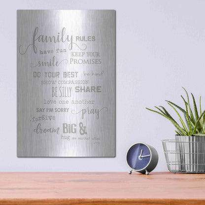 Luxe Metal Art 'Family Rules' by Marla Rae, Metal Wall Art,12x16