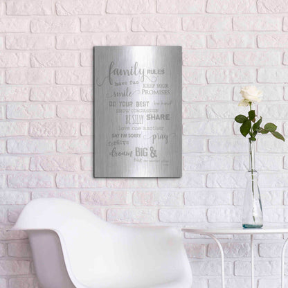 Luxe Metal Art 'Family Rules' by Marla Rae, Metal Wall Art,16x24