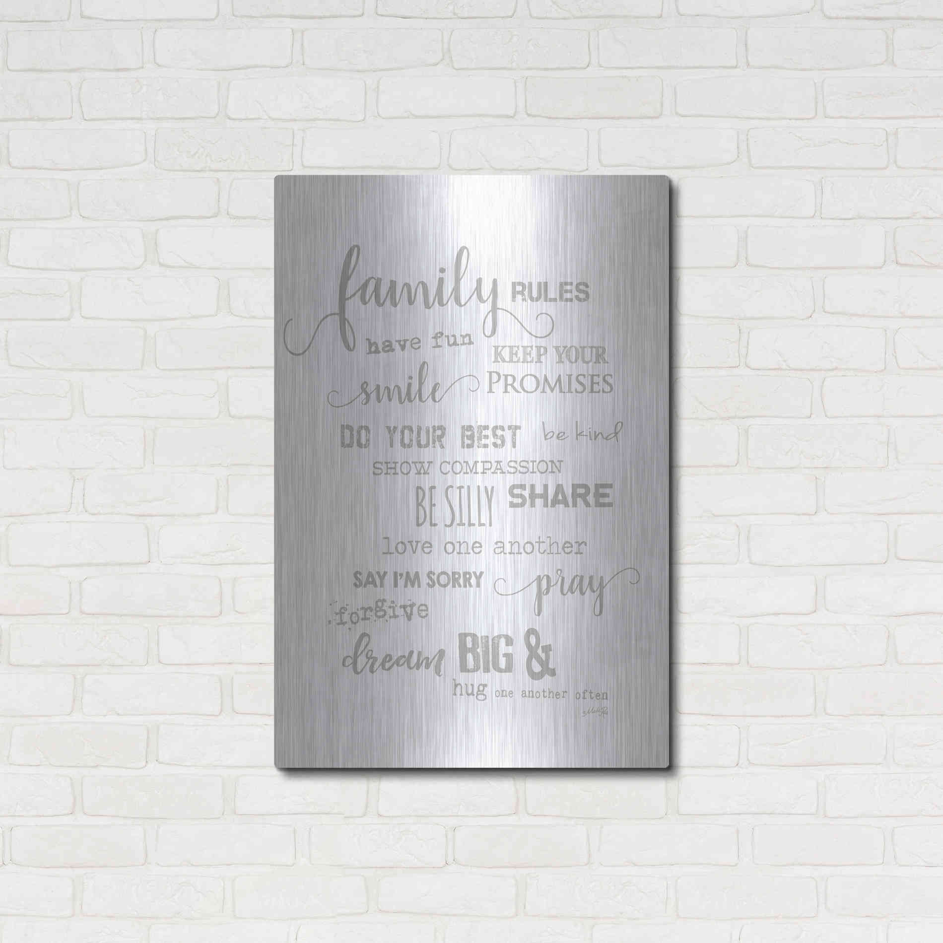 Luxe Metal Art 'Family Rules' by Marla Rae, Metal Wall Art,24x36