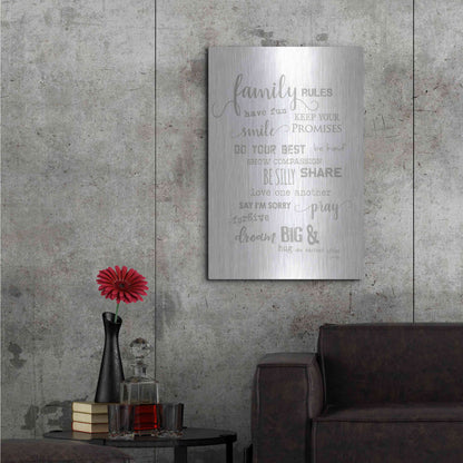 Luxe Metal Art 'Family Rules' by Marla Rae, Metal Wall Art,24x36