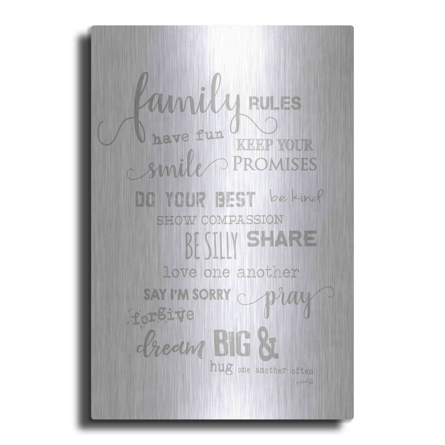 Luxe Metal Art 'Family Rules' by Marla Rae, Metal Wall Art
