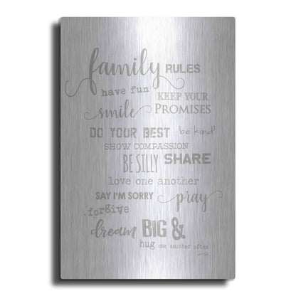 Luxe Metal Art 'Family Rules' by Marla Rae, Metal Wall Art