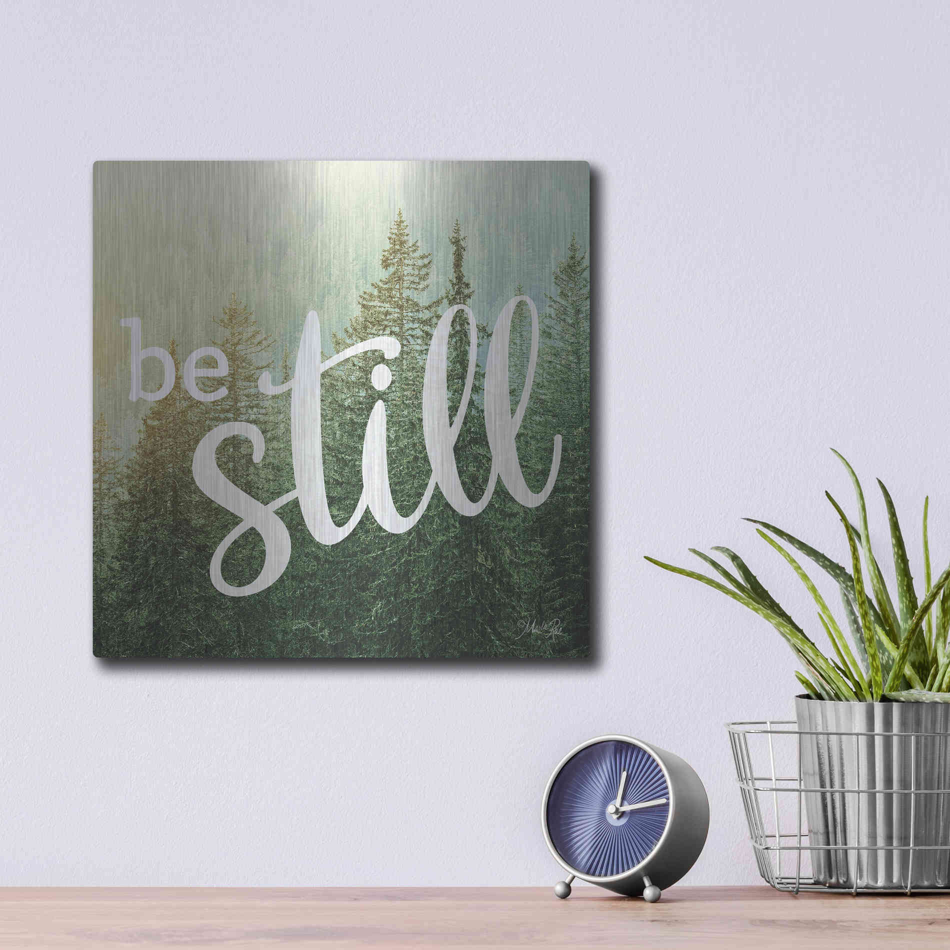 Luxe Metal Art 'Be Still' by Marla Rae, Metal Wall Art,12x12