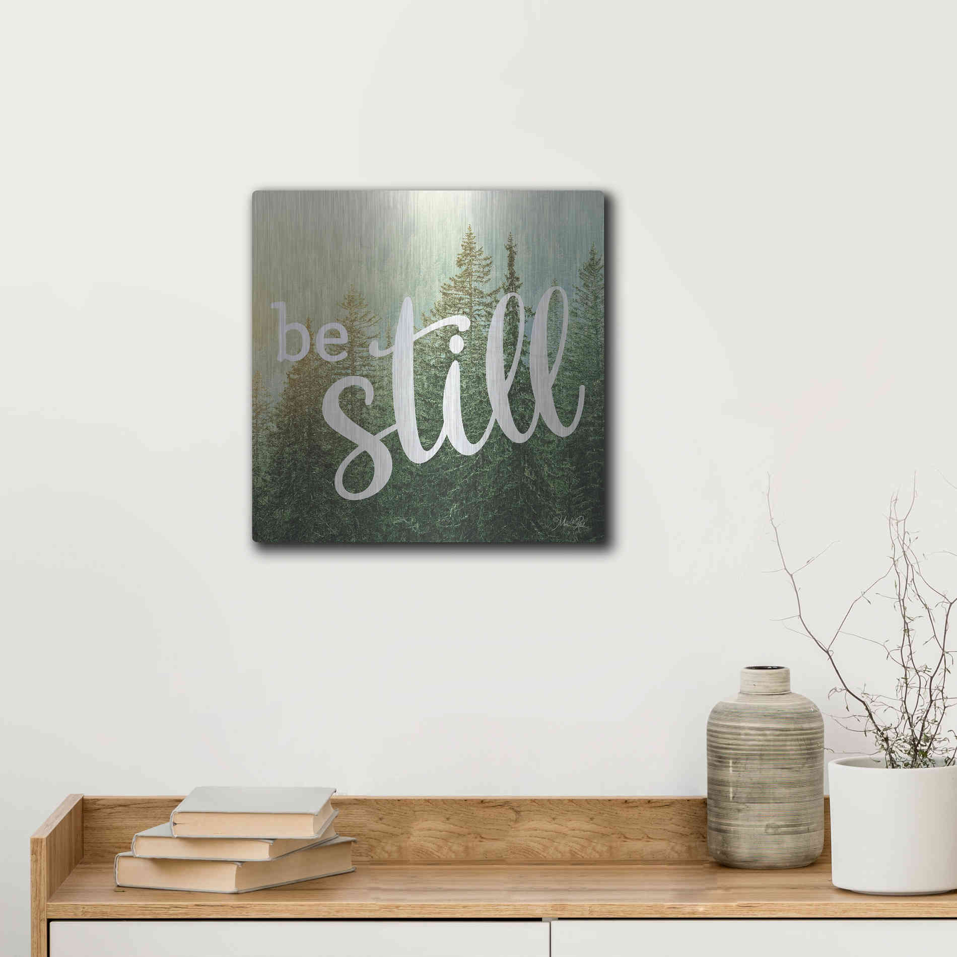 Luxe Metal Art 'Be Still' by Marla Rae, Metal Wall Art,12x12