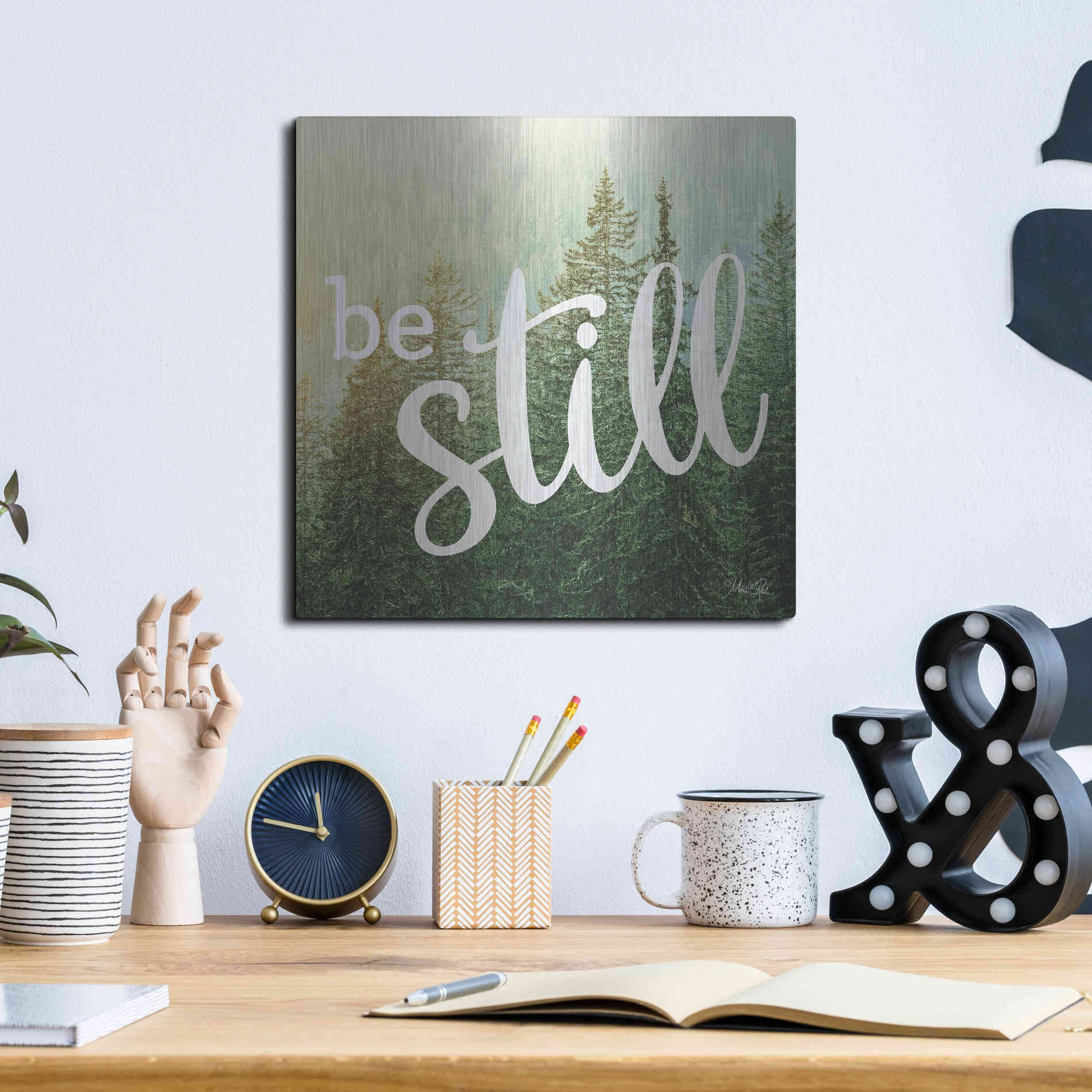 Luxe Metal Art 'Be Still' by Marla Rae, Metal Wall Art,12x12