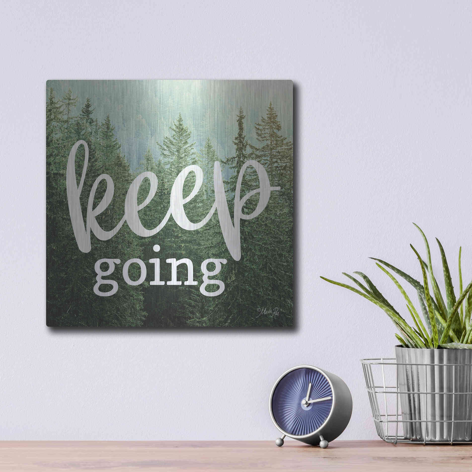 Luxe Metal Art 'Keep Going' by Marla Rae, Metal Wall Art,12x12