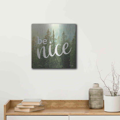 Luxe Metal Art 'Be Nice' by Marla Rae, Metal Wall Art,12x12