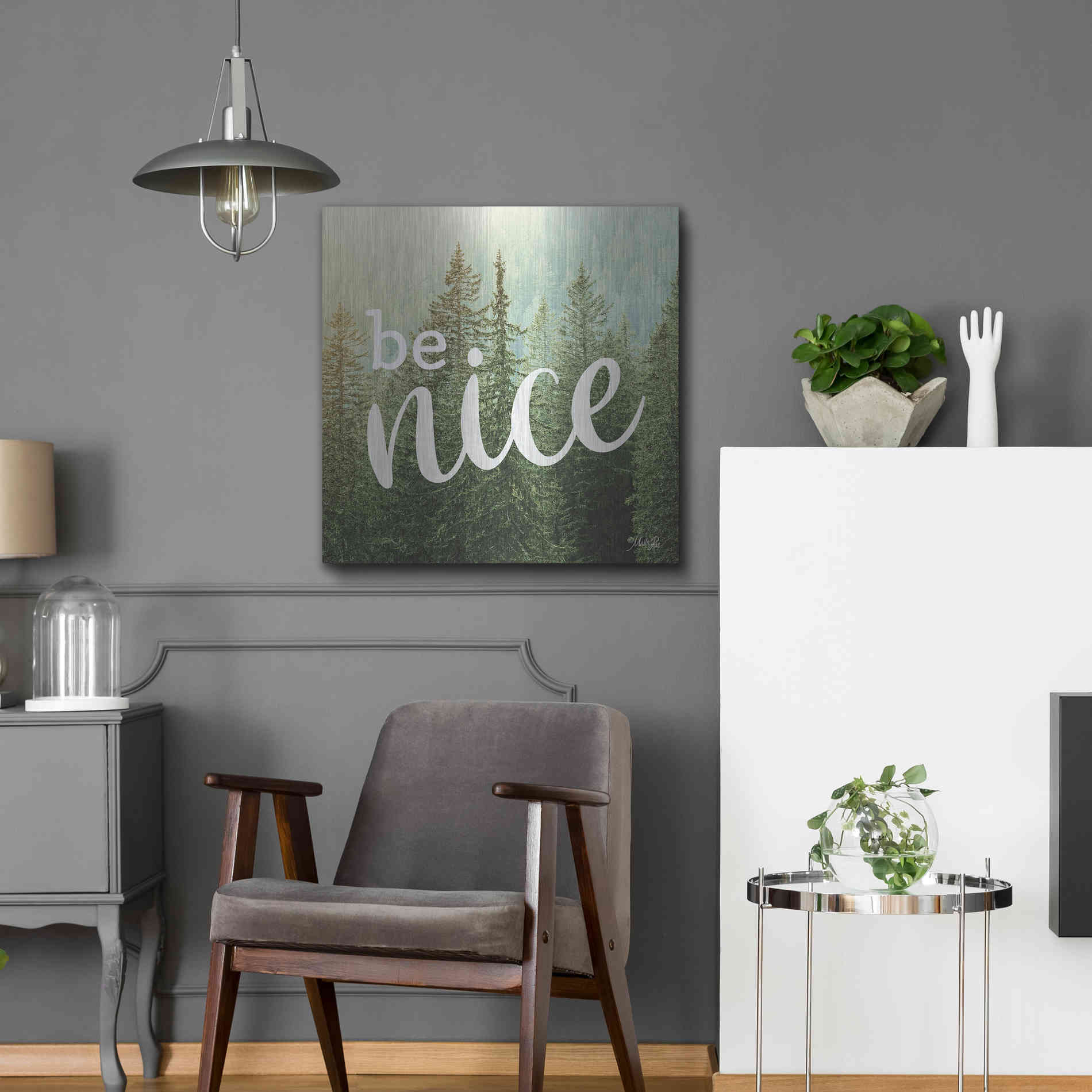 Luxe Metal Art 'Be Nice' by Marla Rae, Metal Wall Art,24x24