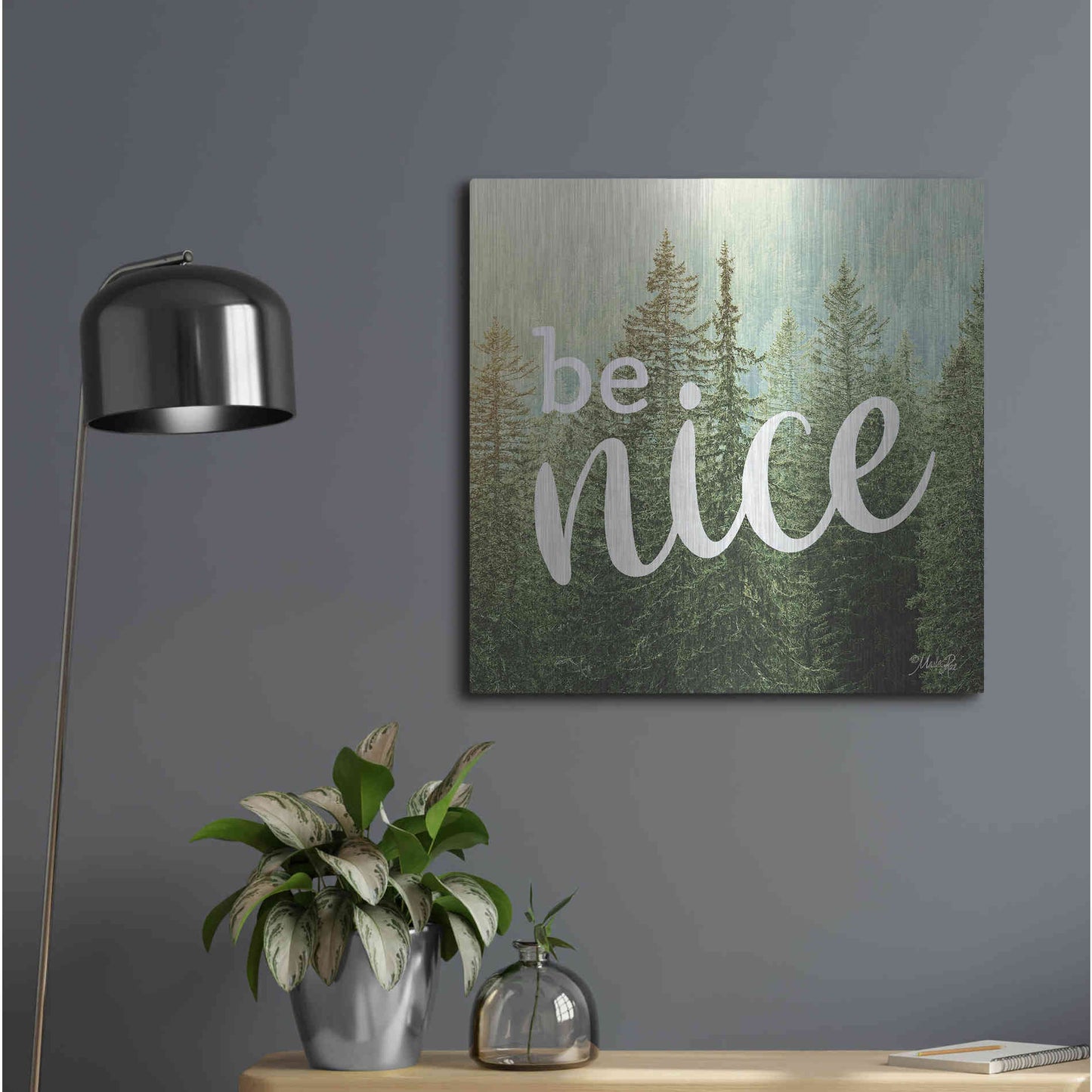 Luxe Metal Art 'Be Nice' by Marla Rae, Metal Wall Art,24x24