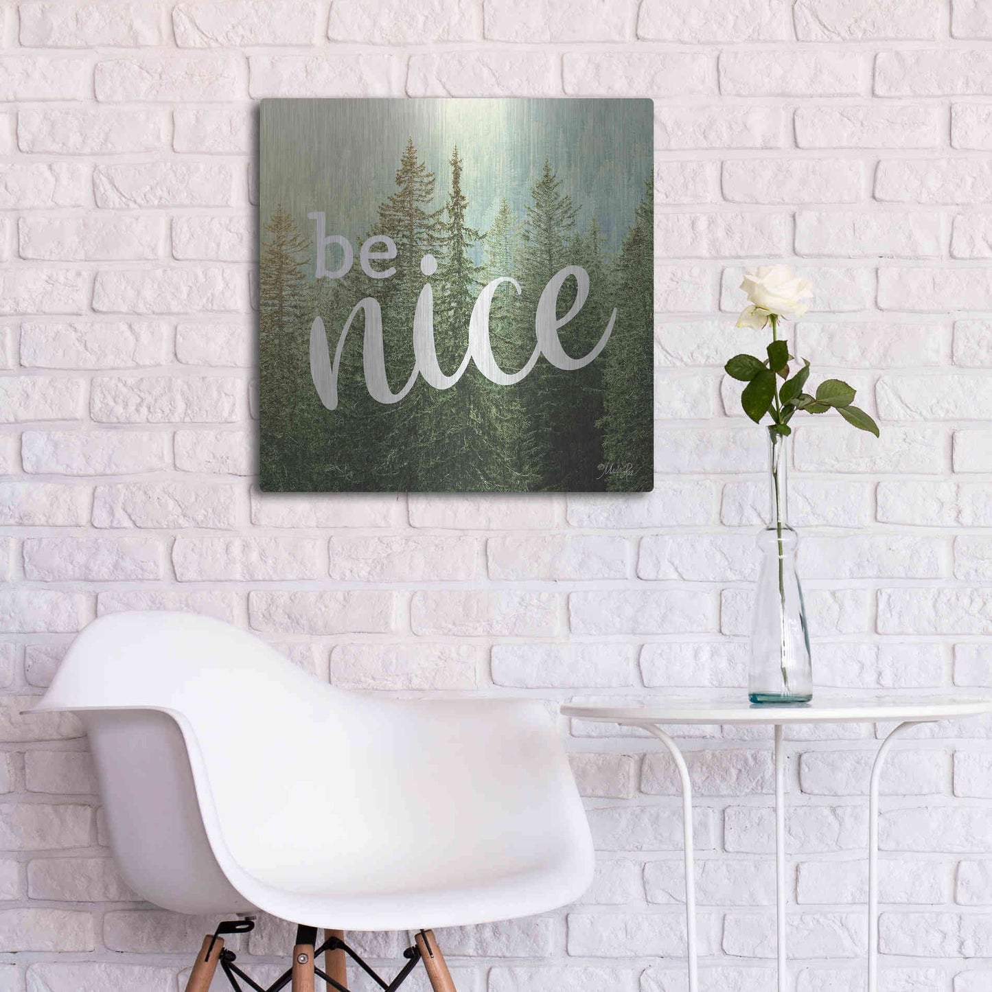 Luxe Metal Art 'Be Nice' by Marla Rae, Metal Wall Art,24x24