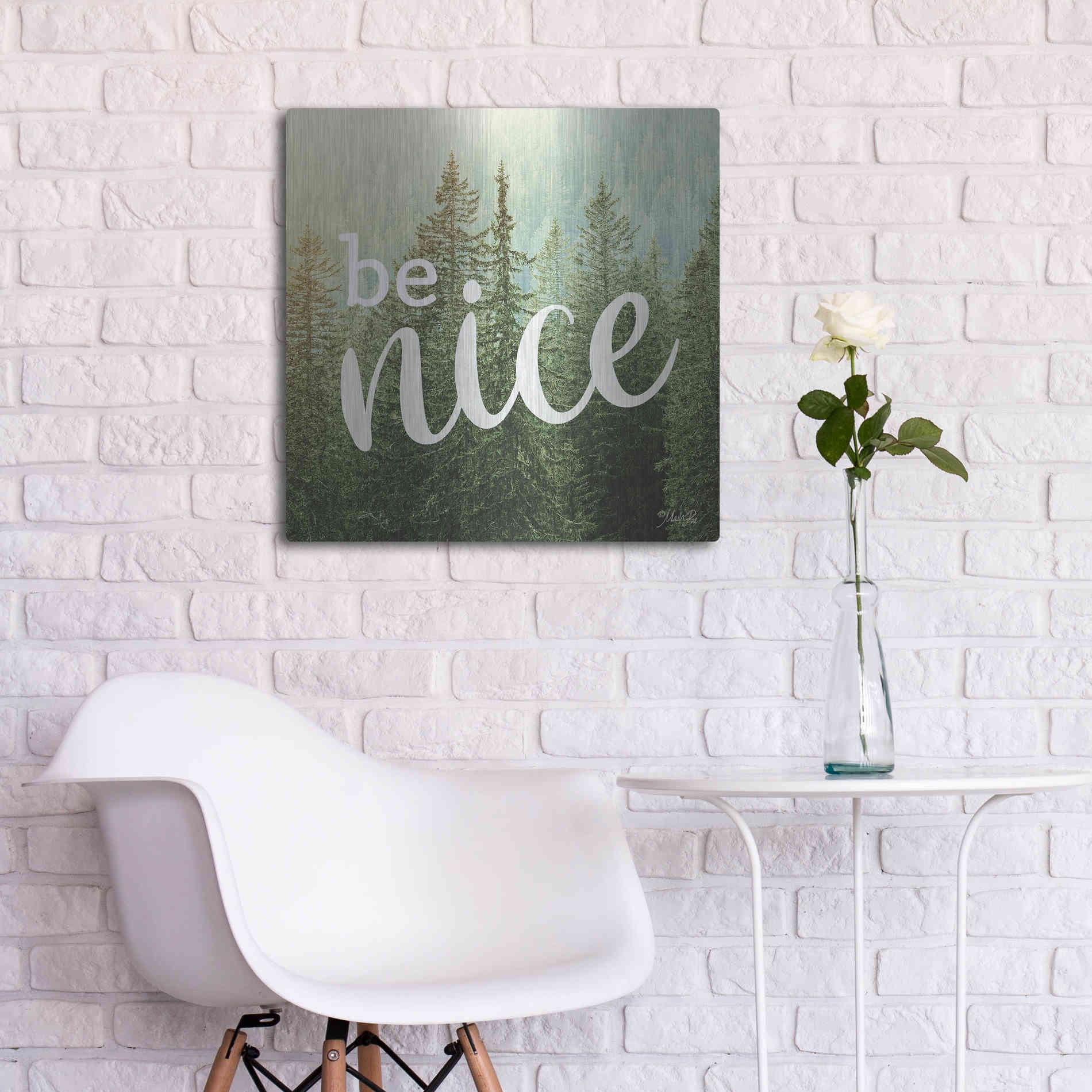 Luxe Metal Art 'Be Nice' by Marla Rae, Metal Wall Art,24x24