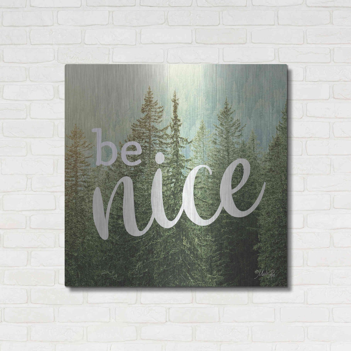 Luxe Metal Art 'Be Nice' by Marla Rae, Metal Wall Art,36x36