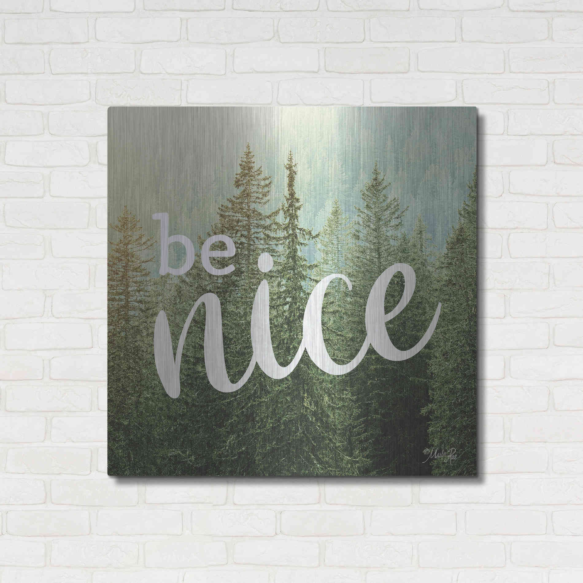 Luxe Metal Art 'Be Nice' by Marla Rae, Metal Wall Art,36x36