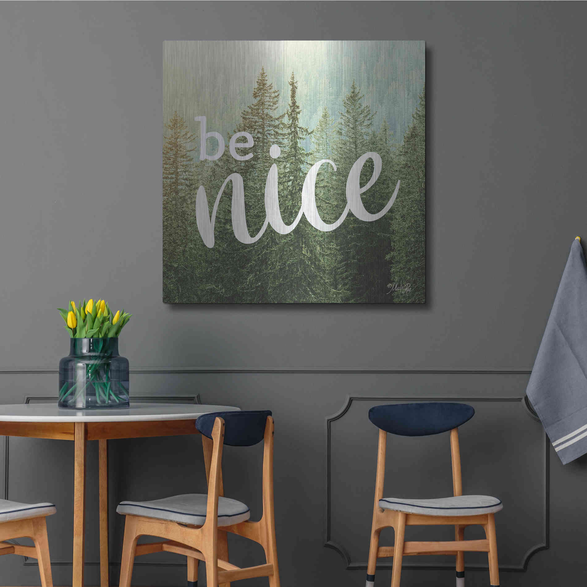 Luxe Metal Art 'Be Nice' by Marla Rae, Metal Wall Art,36x36