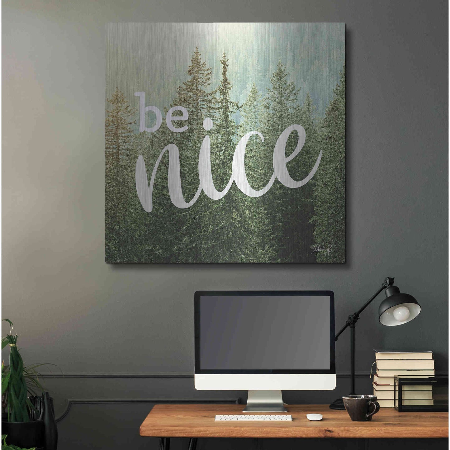 Luxe Metal Art 'Be Nice' by Marla Rae, Metal Wall Art,36x36