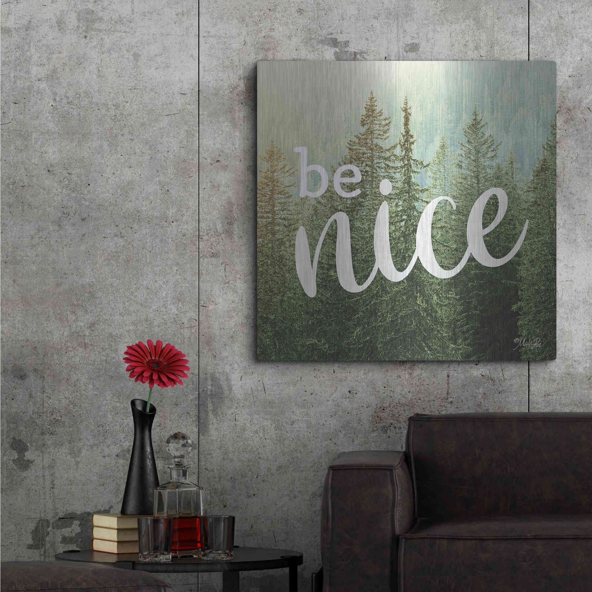 Luxe Metal Art 'Be Nice' by Marla Rae, Metal Wall Art,36x36