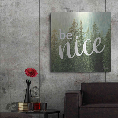 Luxe Metal Art 'Be Nice' by Marla Rae, Metal Wall Art,36x36