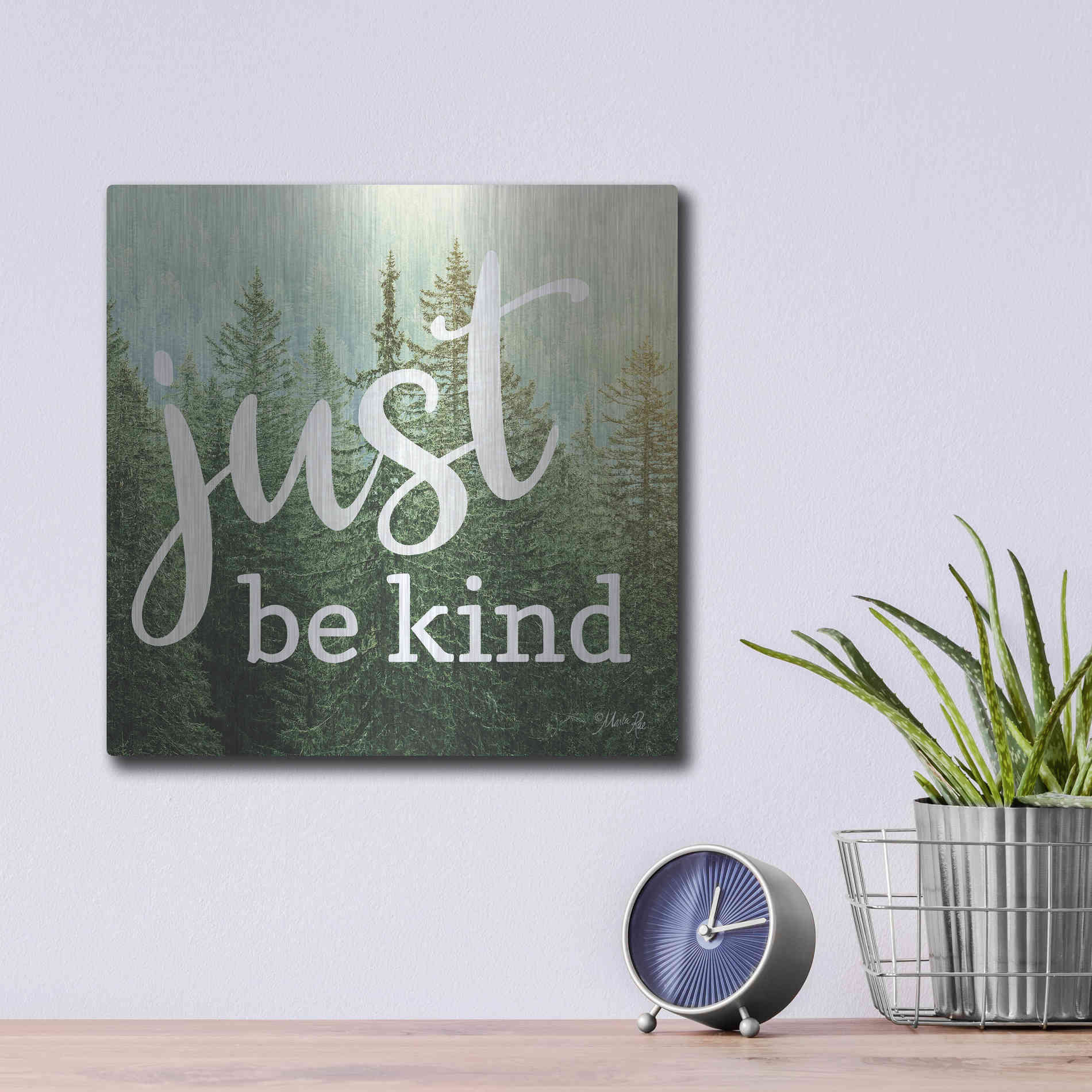Luxe Metal Art 'Just Be Kind' by Marla Rae, Metal Wall Art,12x12