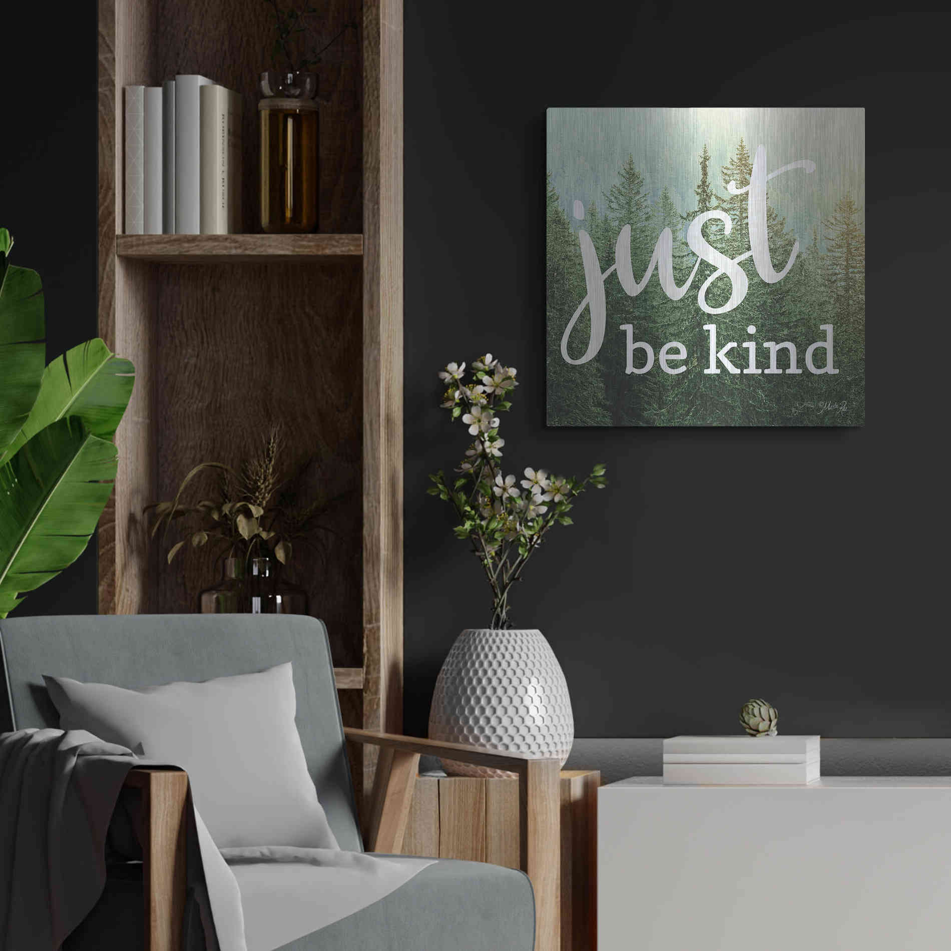 Luxe Metal Art 'Just Be Kind' by Marla Rae, Metal Wall Art,24x24