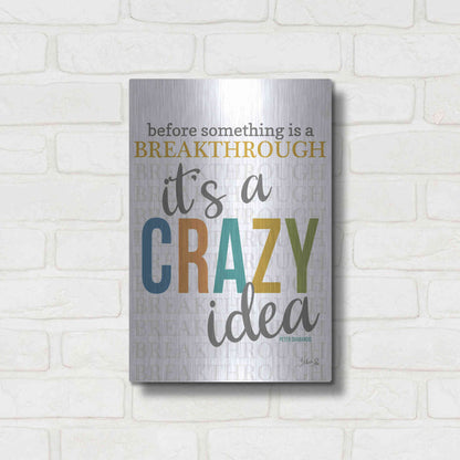 Luxe Metal Art 'Crazy Idea' by Marla Rae, Metal Wall Art,12x16