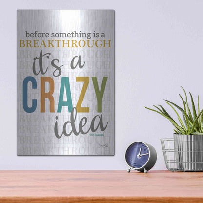 Luxe Metal Art 'Crazy Idea' by Marla Rae, Metal Wall Art,12x16