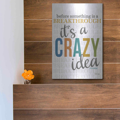 Luxe Metal Art 'Crazy Idea' by Marla Rae, Metal Wall Art,12x16