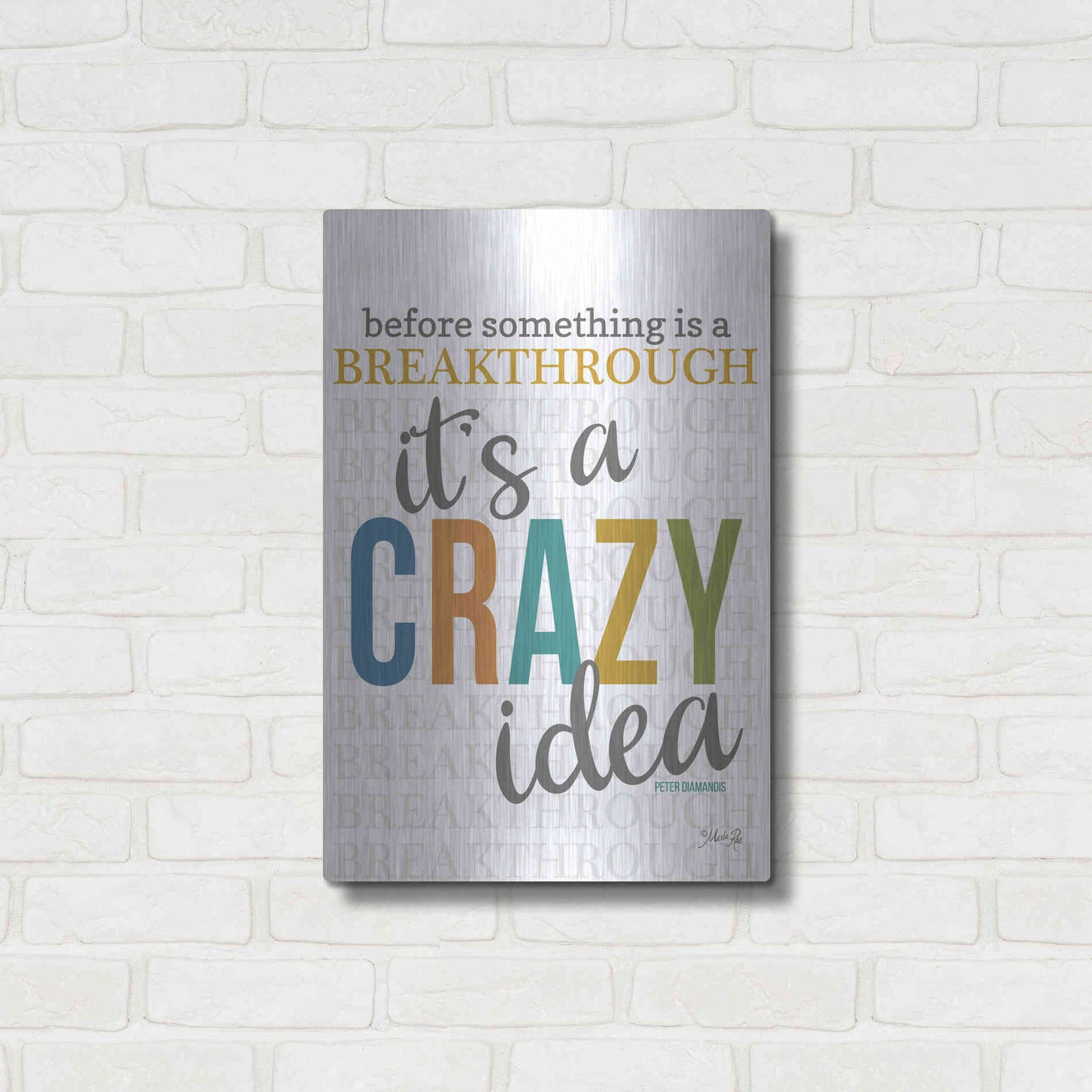 Luxe Metal Art 'Crazy Idea' by Marla Rae, Metal Wall Art,16x24