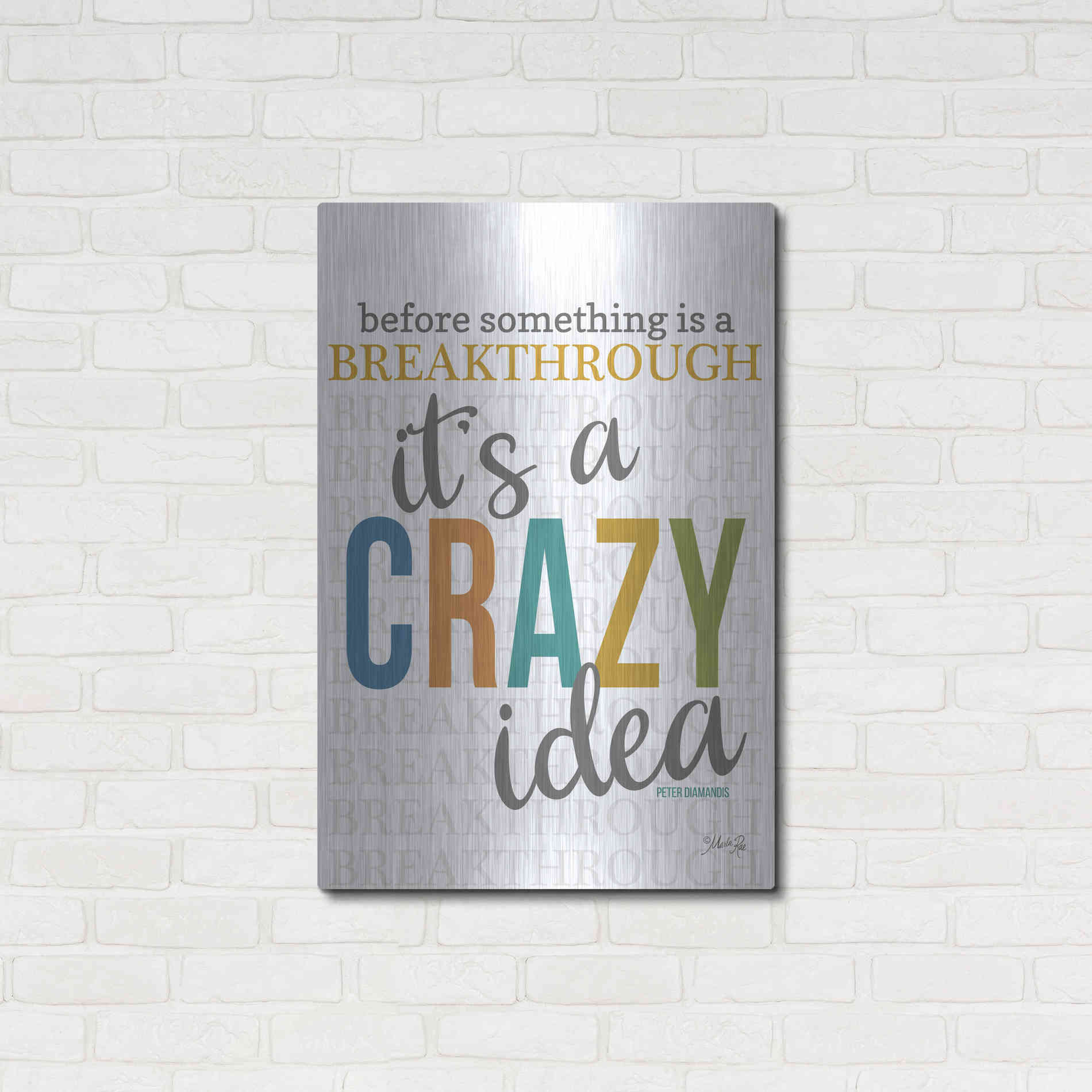 Luxe Metal Art 'Crazy Idea' by Marla Rae, Metal Wall Art,24x36