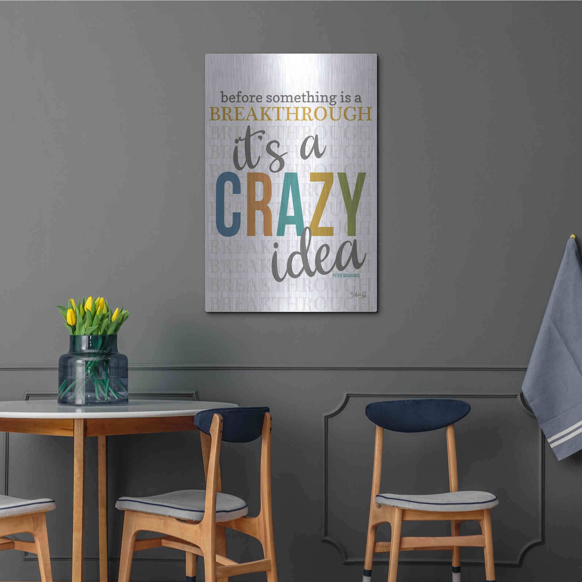 Luxe Metal Art 'Crazy Idea' by Marla Rae, Metal Wall Art,24x36