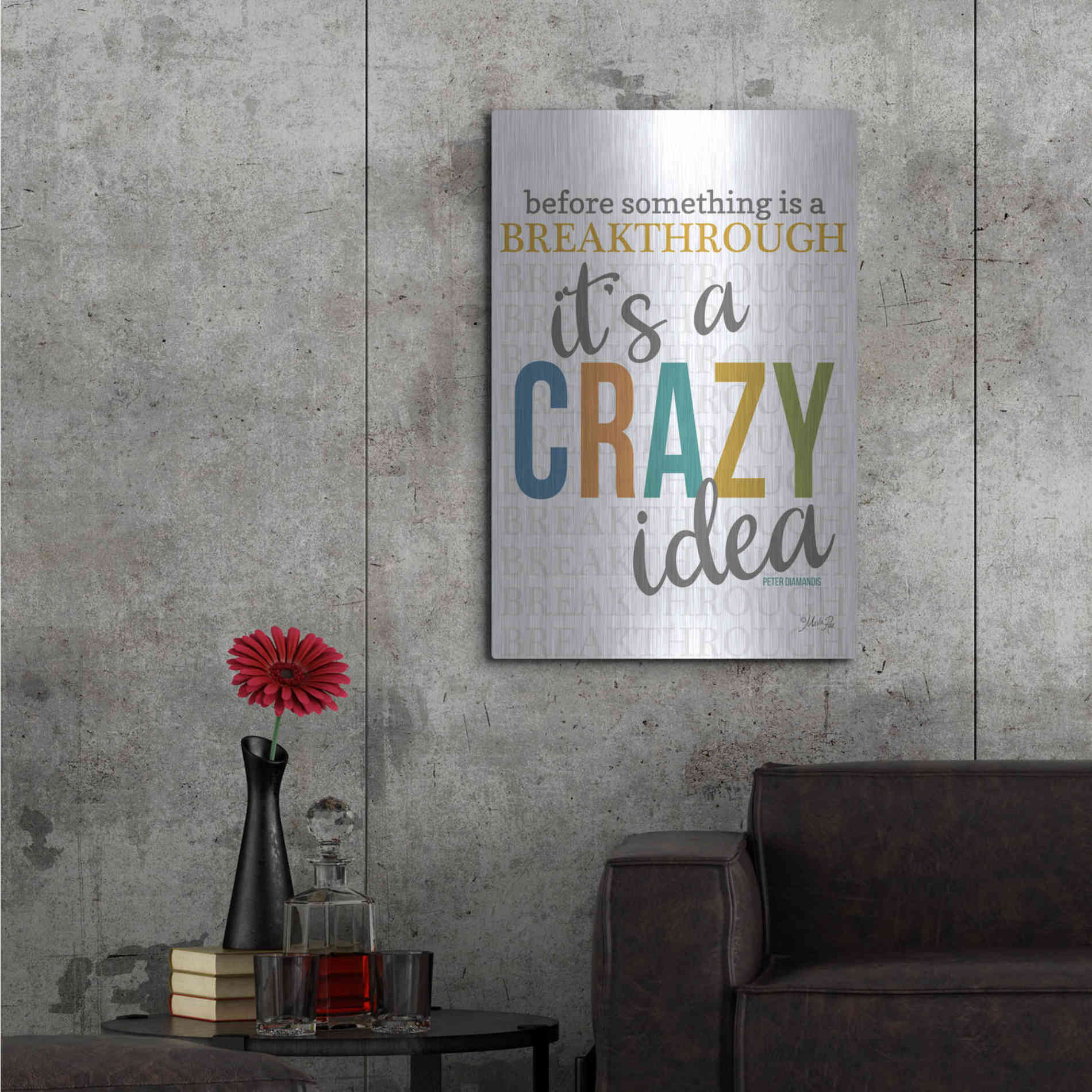 Luxe Metal Art 'Crazy Idea' by Marla Rae, Metal Wall Art,24x36