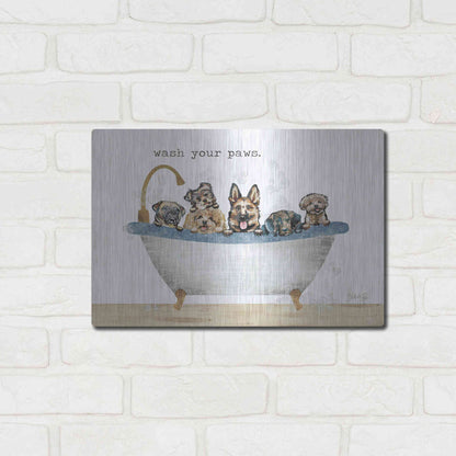 Luxe Metal Art 'Wash Your Paws' by Marla Rae, Metal Wall Art,16x12