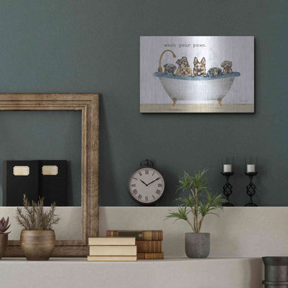 Luxe Metal Art 'Wash Your Paws' by Marla Rae, Metal Wall Art,16x12