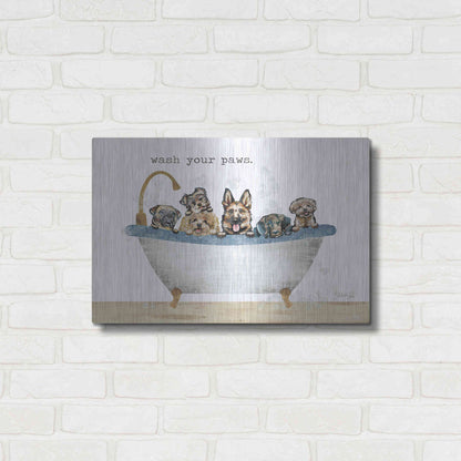 Luxe Metal Art 'Wash Your Paws' by Marla Rae, Metal Wall Art,24x16