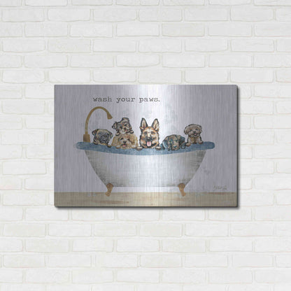 Luxe Metal Art 'Wash Your Paws' by Marla Rae, Metal Wall Art,36x24