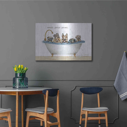 Luxe Metal Art 'Wash Your Paws' by Marla Rae, Metal Wall Art,36x24