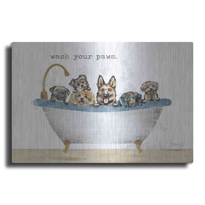 Luxe Metal Art 'Wash Your Paws' by Marla Rae, Metal Wall Art