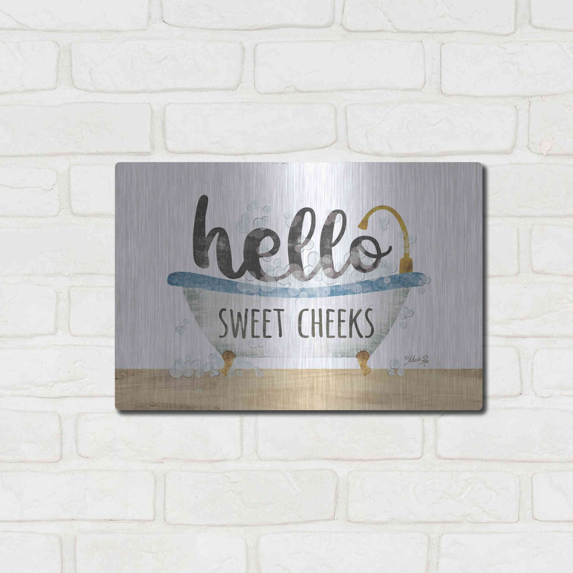 Luxe Metal Art 'Hello Sweet Cheeks' by Marla Rae, Metal Wall Art,16x12